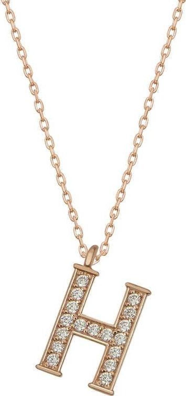 himarry 925 Ayar Gümüş Rose H Harfi Kadın Gümüş Kolye - Image 1