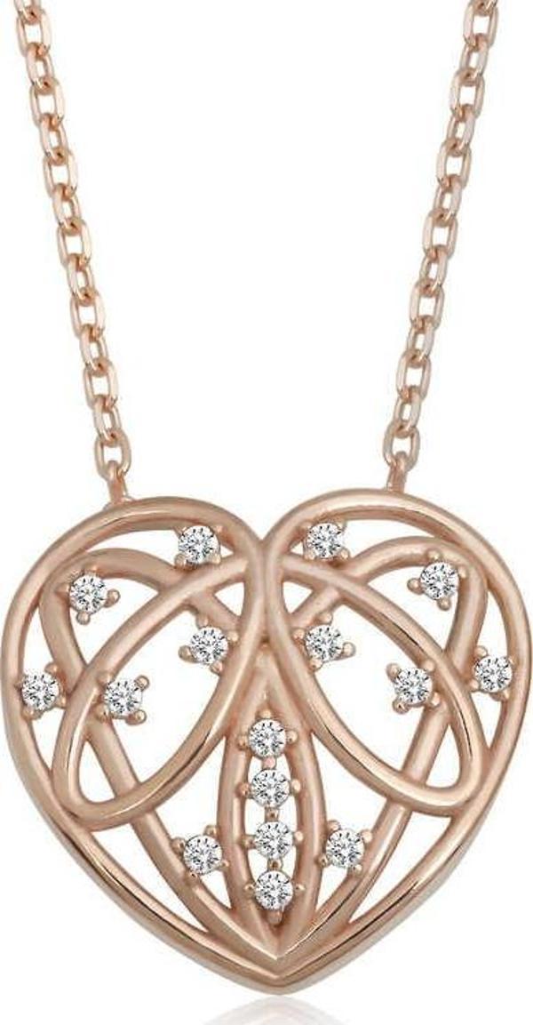 himarry 925Ayar Gümüş Bombeli Kalp KadınGümüş Kolye - Image 1