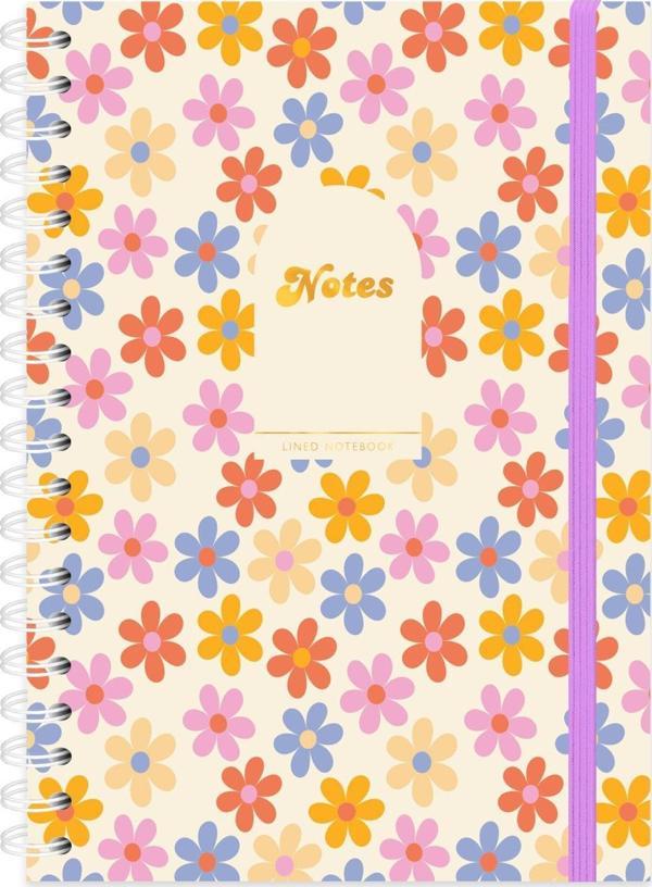 Spiralli Defter Çiçekler Mor 19x25 - Image 1
