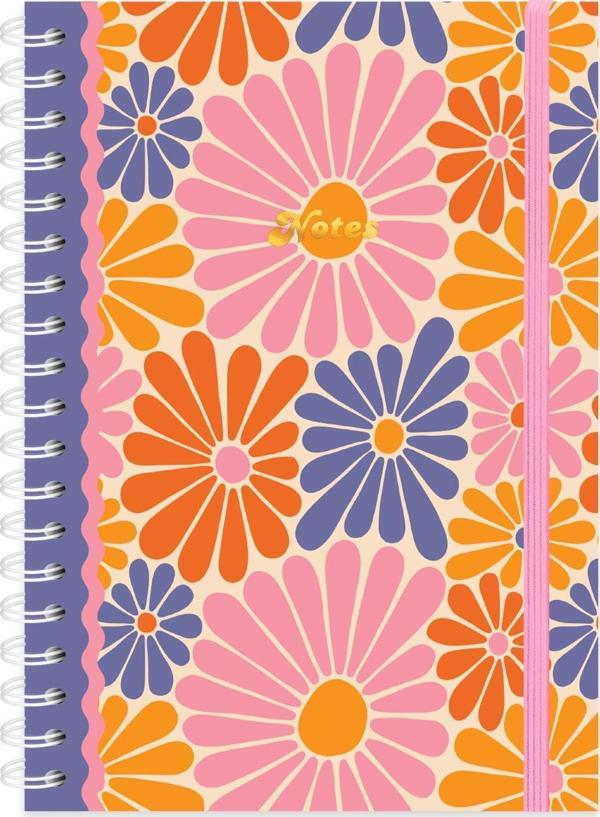 Spiralli Defter Çiçekler Pembe 19x25 - Image 1
