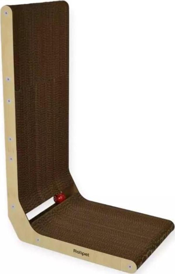 Rotipet Karton Kedi Tırmalama L Şeklinde Toplu Catnipli 28 x 42 x 68 cm - Image 1