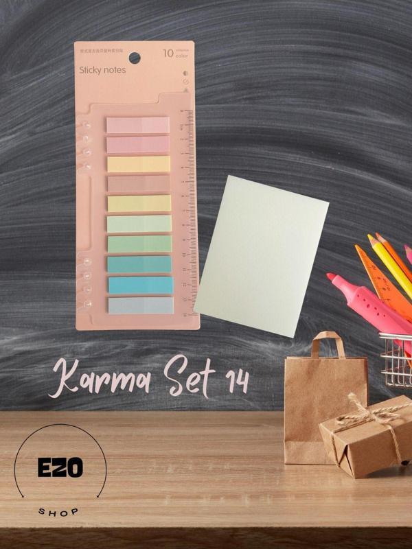 Ezoshop 2 Li Set Postit Ve Karenot Büyük Boy Seffaf Yapiskanli Not Kagidi Kirtasiye Post It Karma Set 14 - Image 1