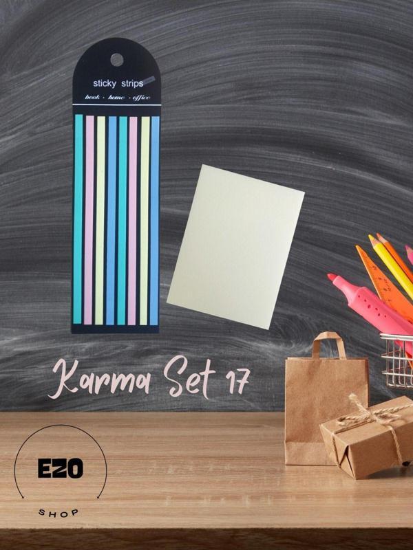Ezoshop 2 Li Set Uzun Şerit Ve Karenot Büyük Boy Seffaf Yapiskanli Not Kagidi Kirtasiye Post It Karma Set 17 - Image 1
