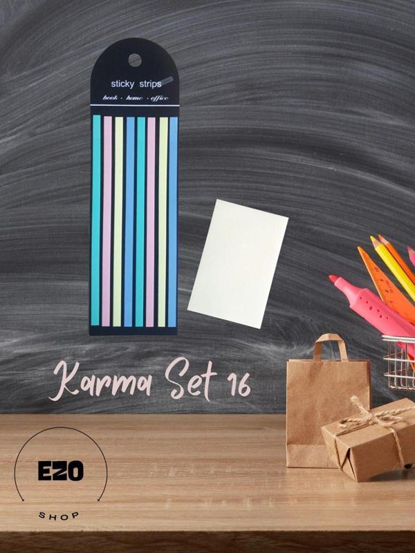 Ezoshop 2 Li Set Uzun Şerit Ve Karenot Küçük Boy Seffaf Yapiskanli Not Kagidi Kirtasiye Post It Karma Set 16 - Image 1