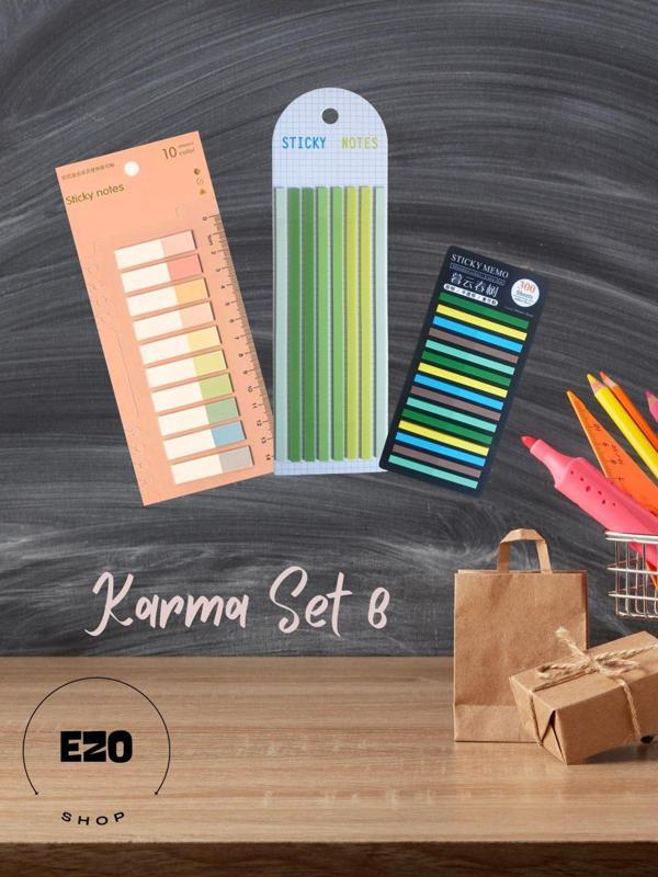 Ezoshop 3 lü Set Postit Uzun Kısa Serit Seffaf Yapiskanli Not Kagidi Kirtasiye Post it Karma Set-8 - Image 1