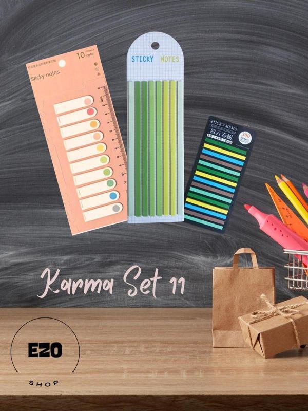 Ezoshop 3lü Set Postit Uzun Kısa Serit Seffaf Yapiskanli Not Kagidi Kitap Ayraç Post it Karma Set 11 - Image 1