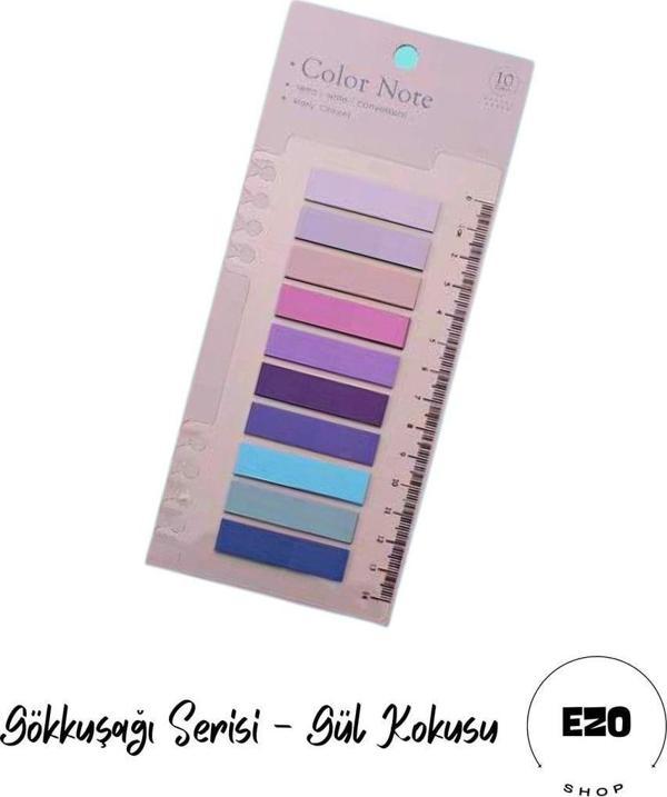 Ezoshop Post-it Sticky Notes Şeffaf Renkli Yapışkan Not Defteri Etiketi Not Yer Imleri 200 Yaprak Gül Kokusu - Image 1