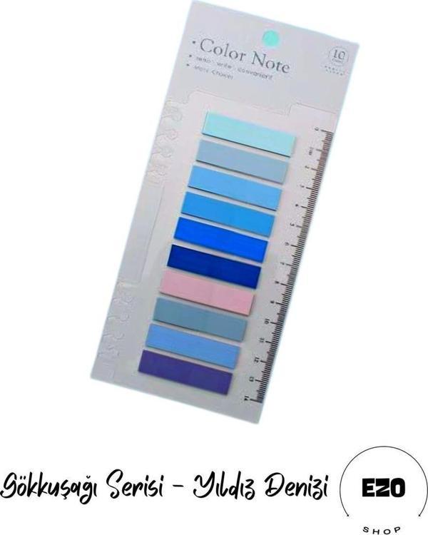 Ezoshop Post-it Sticky Notes Şeffaf Renkli Yapışkan Not Defteri Etiketi Yer Imleri 200 Yaprak Yıldız Denizi - Image 1