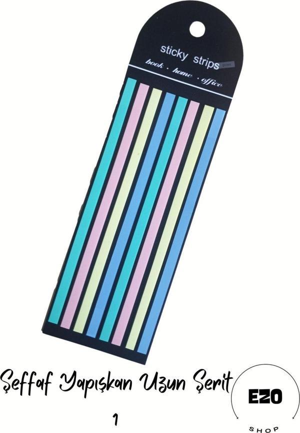 Ezoshop Post-it Sticky Notes Şeffaf Renkli Yapışkan Postit Not Kağıdı Etiketi Uzun Şerit 1 - Image 1