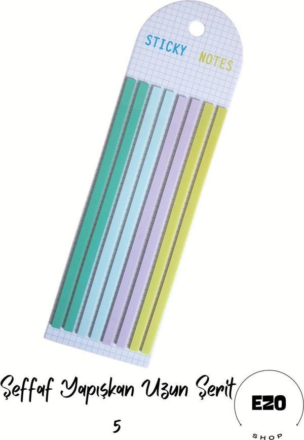 Ezoshop Post-it Sticky Notes Şeffaf Renkli Yapışkan Postit Not Kağıdı Etiketi Uzun Şerit 5 - Image 1