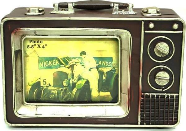 Dekoratif Metal Televizyon Bavul Vintage Biblo Hediyelik - Image 1