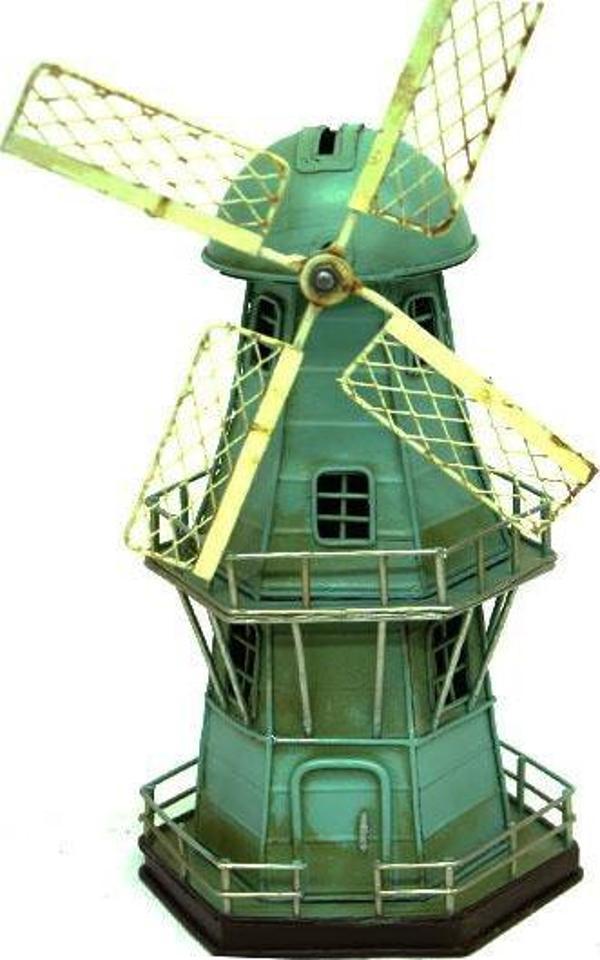 Dekoratif Metal Yel Değirmeni Kumbara Vintage Biblo Hediyelik - Image 1