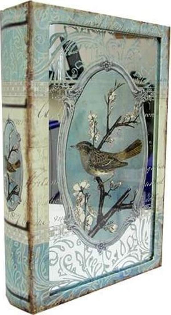 Kutu Kitap Aynalı Dalda Kuş Kitap Kutusu Dekoratif Hediyleik - Image 1