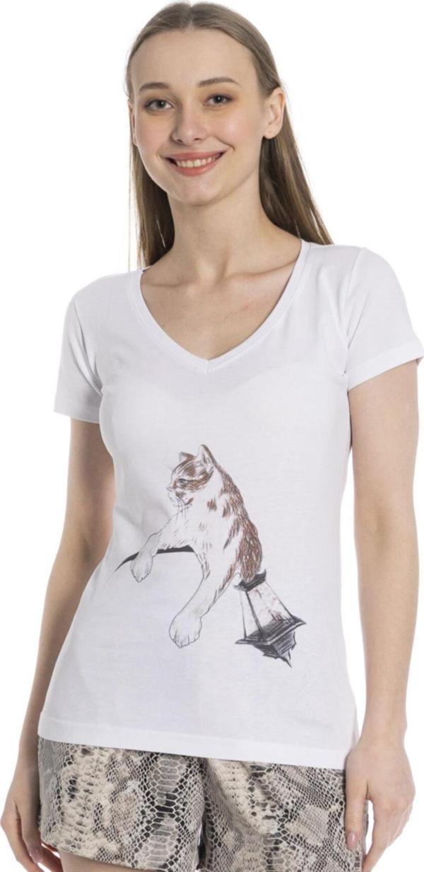 Zümrüt Şaziye Kadın Lamba Baskı T-Shirt - Image 1