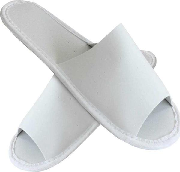 100 Çift Spa Terliği Önü Açık Kaymaz Tabanlı Biyesiz Beyaz Otel Terliği Tek Kullanımlık Kullan At - Image 1