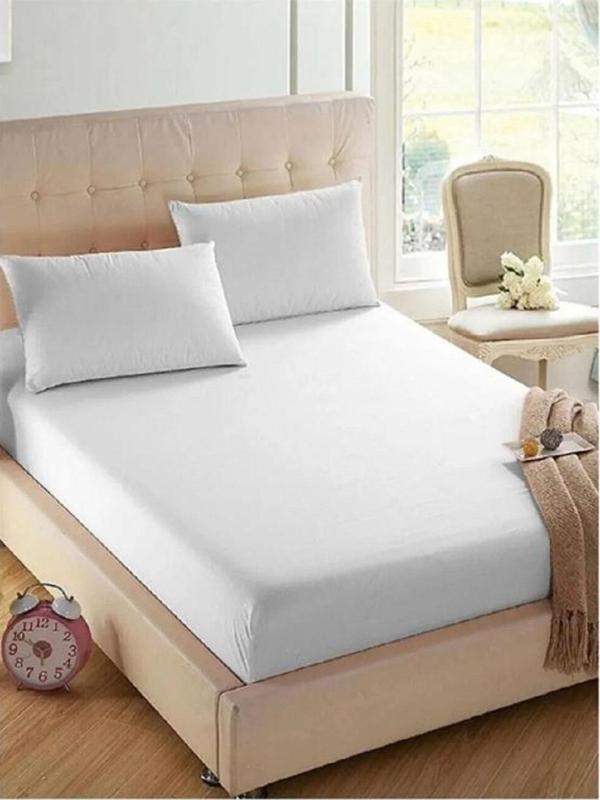 20 Adet Beyaz Düz Çift  Kişilik %100 Pamuk Otel Çarşaf 240×280 Cm 63 Tel Dokuma - Image 1