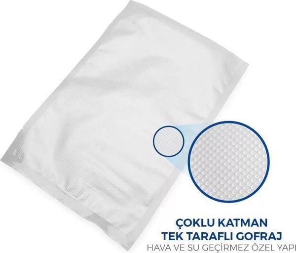 30X40 Tırtıklı 1 KG Gofrajlı 90 Mikron Ev Tipi Gıda Vakum Poşeti Torbası Bpa İçermez - Image 1