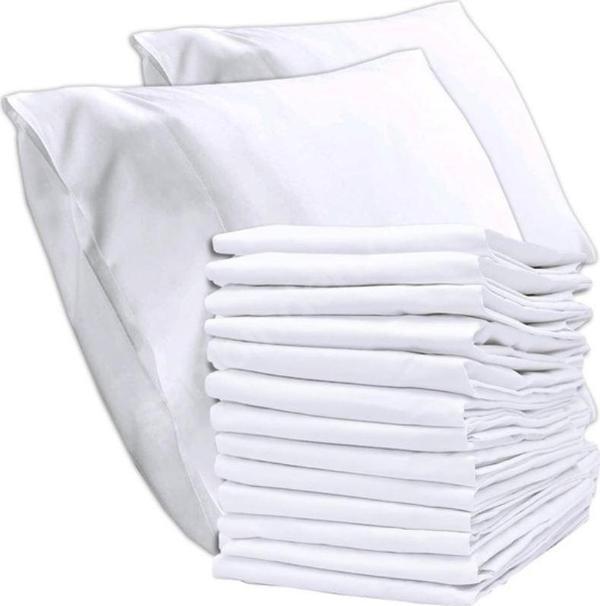 50 Adet Otel Tipi Beyaz Yastık Kılıfı Akfil 63 Tel Dokuma %100 Pamuk 50x70 Cm - Image 1