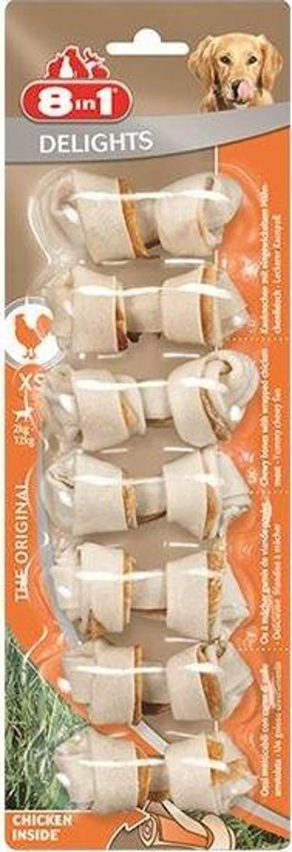 8 In 1 Delights Bones Tavuklu Köpek Kemik Ödülü Xsmall 7x84 Gr - Image 1
