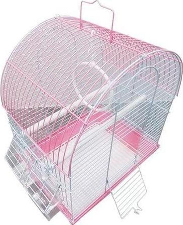 Dayang İki Kapılı Davul Muhabbet Kuş Kafesi Pembe 30x23x39 Cm - Image 1