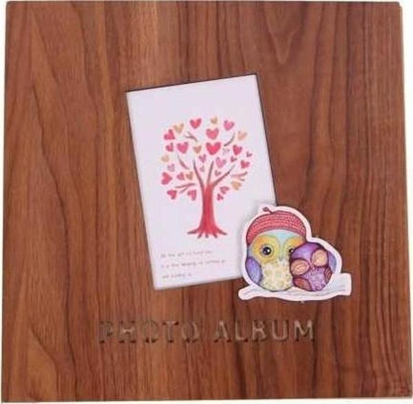 himarry Albüm Ahşap Baykuş Temalı Resim Çerçeveli Hediyelik - Image 1