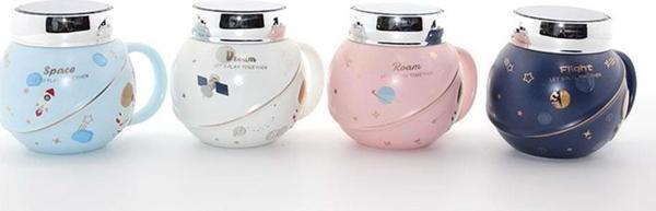 himarry Ayna Kapaklı Astronot Tasarımlı Porselen Kupa Bardak Alk1282 - Image 1