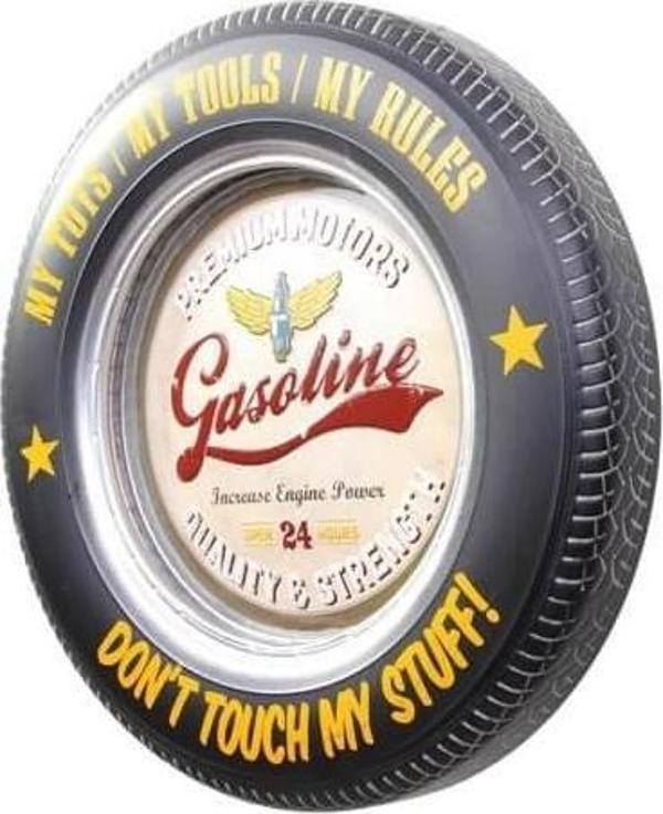 himarry Dekoratif Araba Tekerleği Gasoline Temalı Led Işıklı Duvar Panosu - Image 1