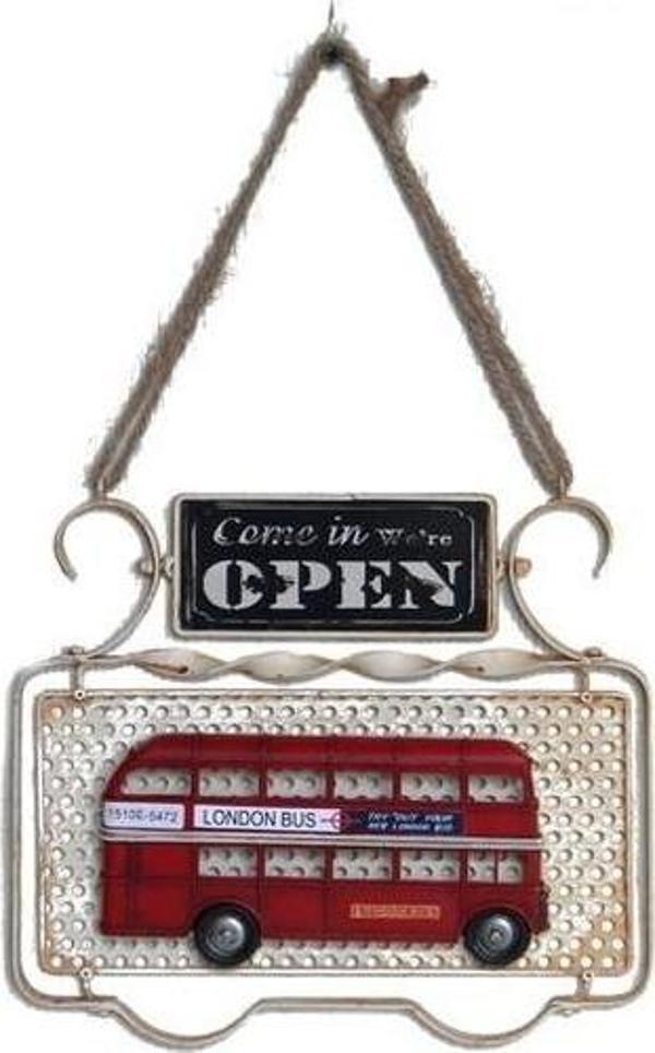 himarry Dekoratif Metal Kapı Yazısı Londra Şehir Otobüsü Dekorlu - Image 1