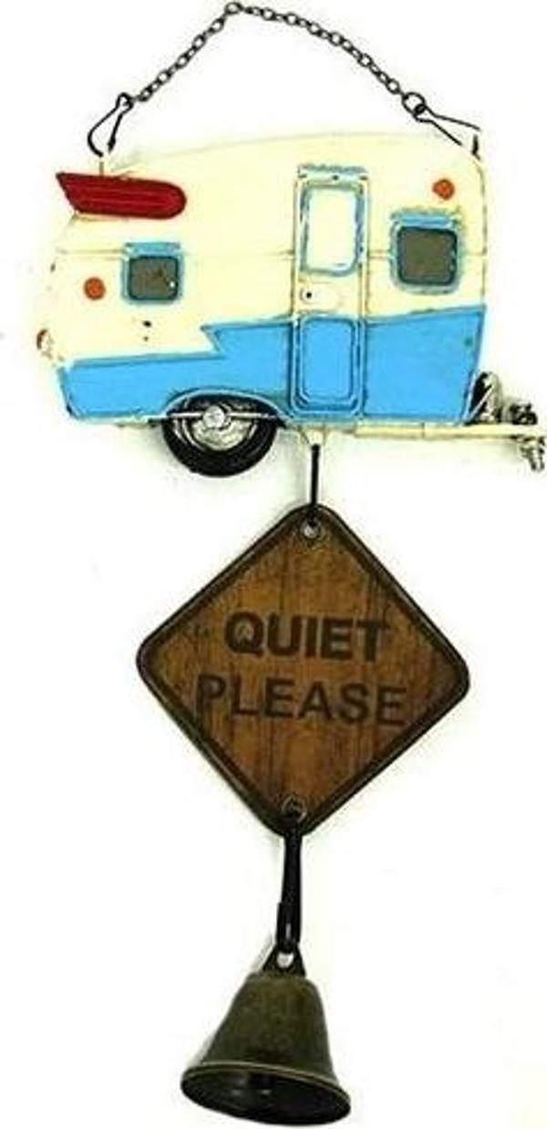 himarry Dekoratif Metal Karavan Kapı Rüzgar Çanı Lütfen Sessiz Olunuz - Image 1