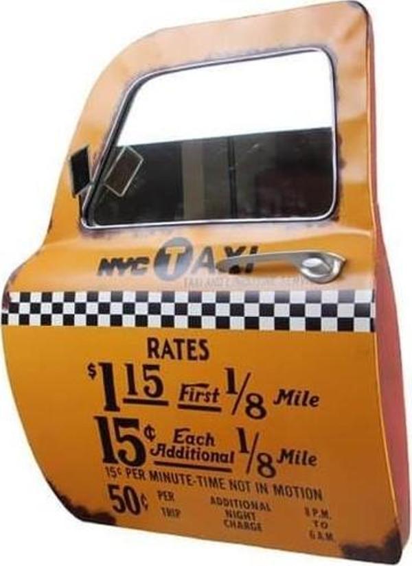 himarry Dekoratif Newyork Taxi Temalı Sarı Araba Kapısı Ayna - Image 1