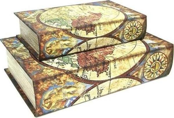 himarry Kutu Kitap Harita 2'li Set Kitap Kutusu Dekoratif Hediyelik - Image 1