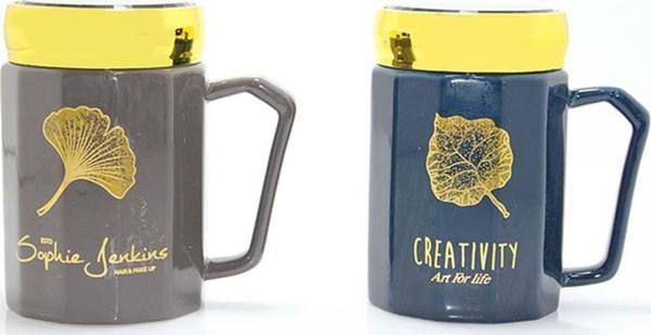 Ayna Kapaklı Porselen Kupa Bardak Dekoratif Hediyelik - Image 1