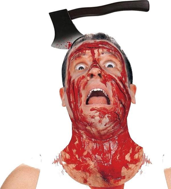 Kafaya Saplanmış Halloween Kanlı Balta Şaka Tacı - Image 1