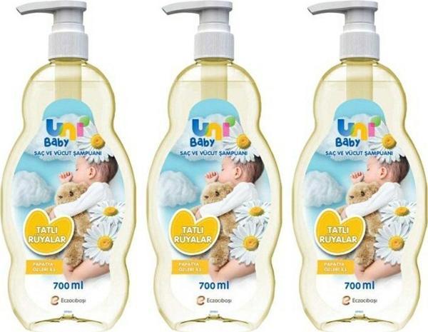 Uni Baby Papatya Özlü Bebek Saç ve Vücut Şampuanı 3 x 700 ML - Image 1