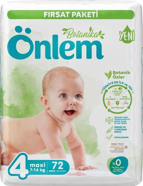 Önlem Botanika 4 Numara Maxi Bebek Bezi Fırsat Paketi 72 Adet (7-14 kg) - Image 1