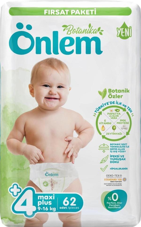Önlem Botanika 4 Numara Maxi Plus Bebek Bezi Fırsat Paketi  62 Adet (9-16 kg) - Image 1