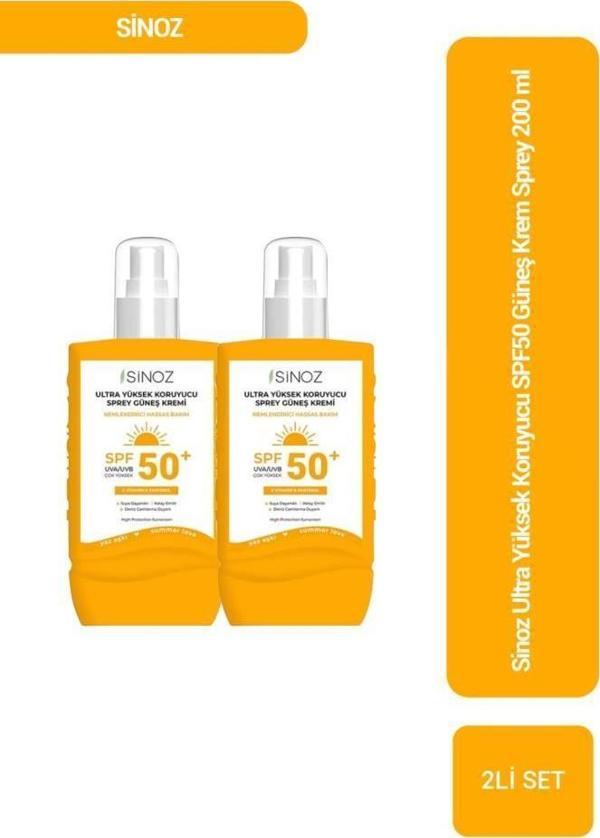 Sinoz Ultra Yüksek Koruyucu SPF50 Güneş Krem Sprey 200 ml x2 - Image 1