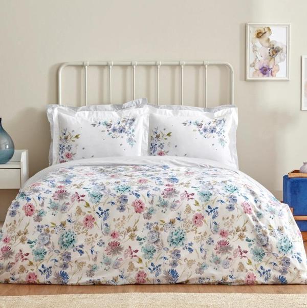 Karaca Home Floral Lila %100 Pamuk Rnf Çift Kişilik Nevresim Takımı - Image 1