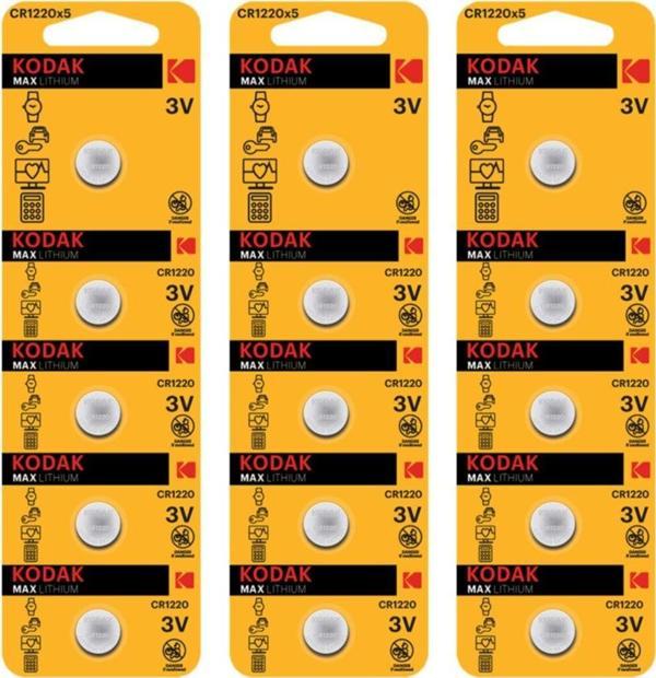 Kodak (5x3) 15 Adet CR1220 Max Lityum Para Pil - Image 1