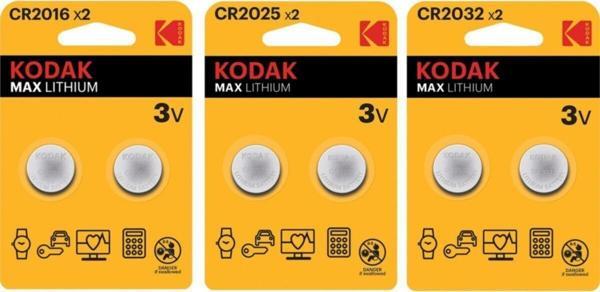 Kodak Karma Lityum Para Pil Paketi 2'li Cr2016 + 2'li Cr2025 + 2'li Cr2032 - Image 1