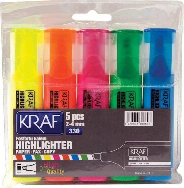 Kraf 330 Fosforlu Kalem 5Li Set - Image 1