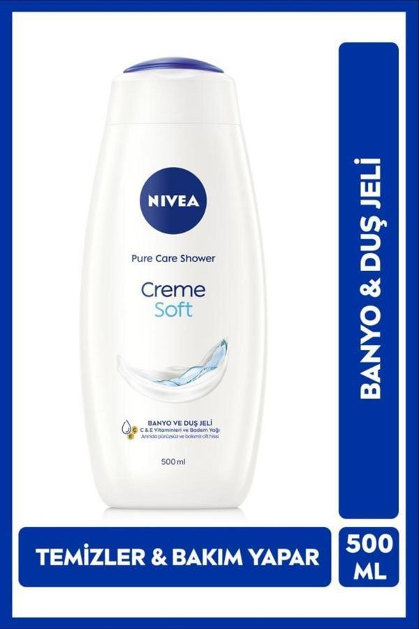 Creme Soft Kremsi Dokunuş Banyo ve Duş Jeli 500ml, Temizlerken Bakım Yapar, Badem Yağı, Nemlendirici - Image 1