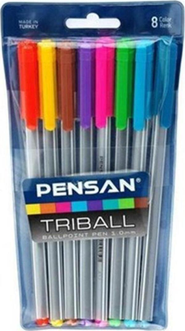 Triball Renkli 8 Li Vakumlu Tükenmez Kalem Seti - Image 1