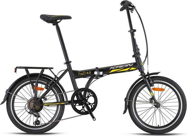 Kron Fold 4.0 20" MTB Unisex V Fren 7 Vites Katlanabilir Bisiklet Siyah Sarı Gri - Image 1