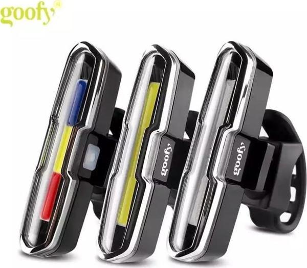 Mavi-kırmızı çakarlı USB şarjlı 100 lümen bisiklet stop lambası - Image 1