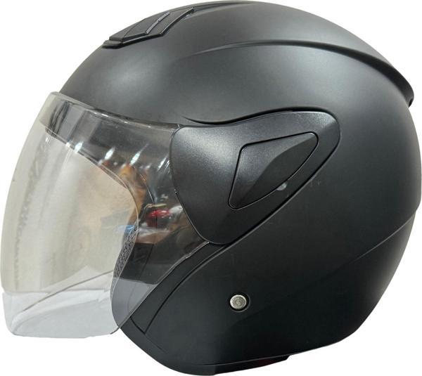 Sway Xbyc 633 Solıd Şeffaf Vizörlü Yarım Motosiklet Scooter Kaskı M Beden Siyah - Image 1
