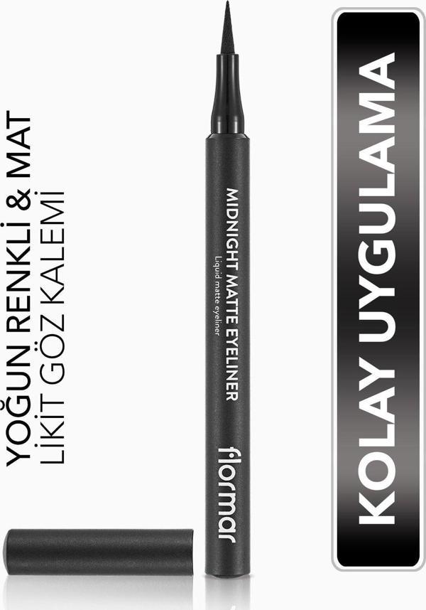 Flormar Mat Likit Kalem Eyeliner (Siyah) - Midnight Matte Eyeliner - 001 Black - 8690604532292 - Image 1