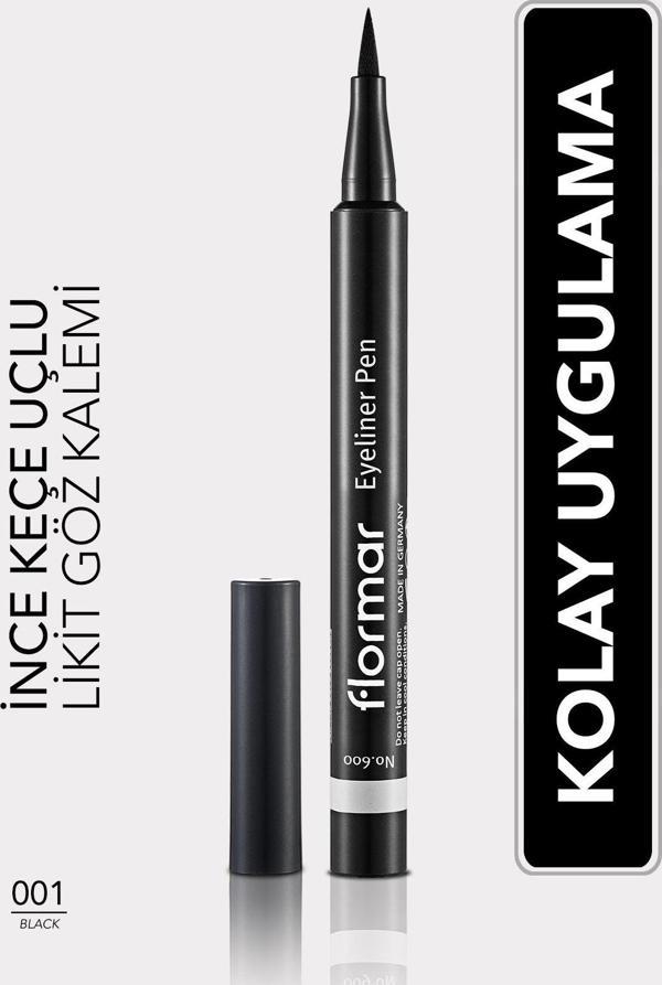 Flormar Yarı Mat Bitişli Eyeliner (Siyah) - Eyeliner Pen - 001 Black - 8690604109609 - Image 1