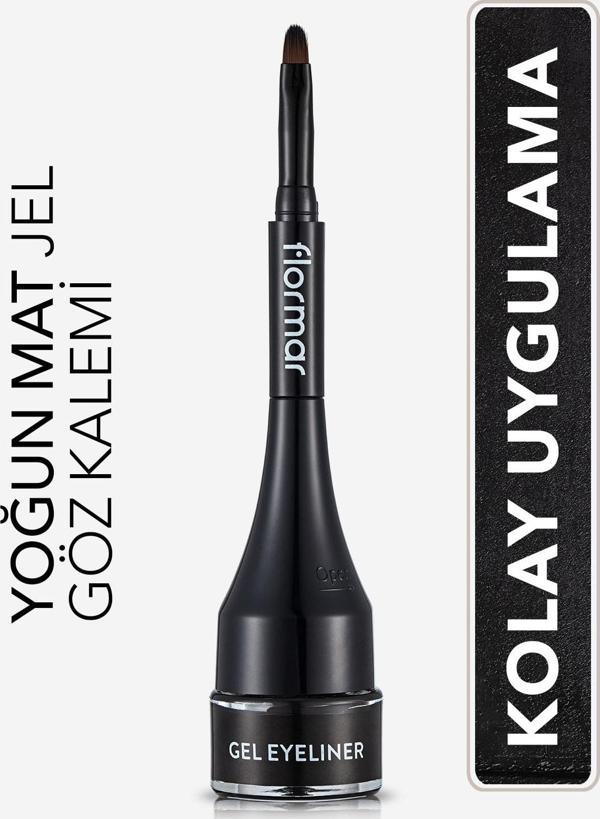 Flormar Özel Fırça Başlıklı Yoğun Pigmentli Mat Jel Eyeliner-Gel Eyeliner-001 Gel Black-8690604591879 - Image 1