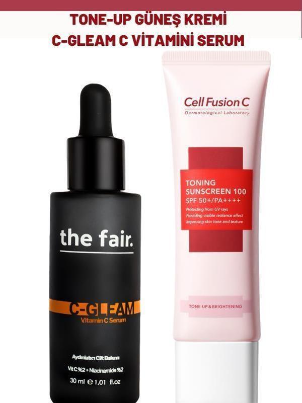 Cell Fusion C Toning Tone Up Güneş Kremi ve the fair. C Gleam C Vitamini Serum - Image 1
